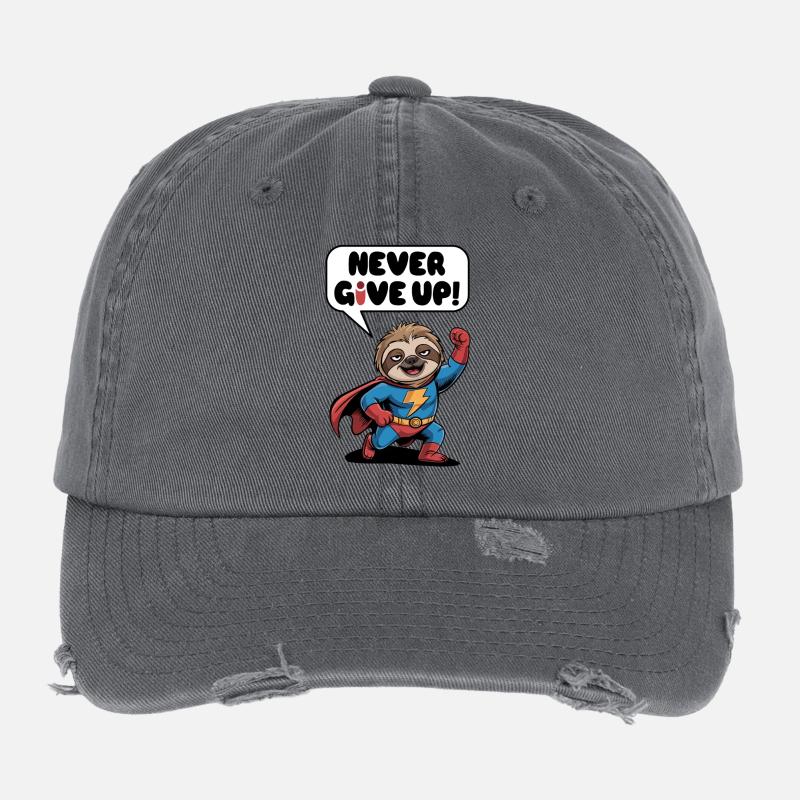 Never give up sloth Flexfit Vintage Destroyed Cap