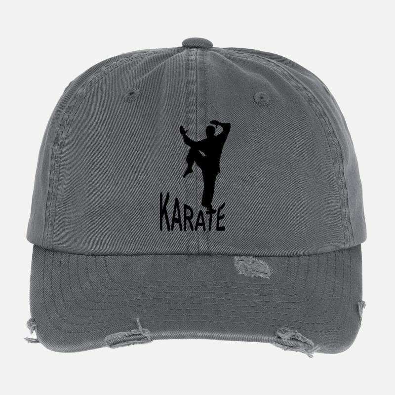 Silhouette de karaté – Kiai Pose | Conception minimale du Dojo Casquette vintage effet usé Flexfit