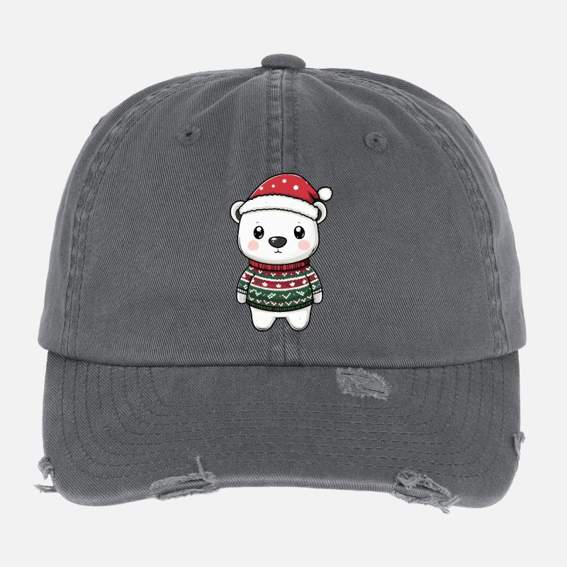 Noël de l’ours polaire Casquette vintage effet usé Flexfit