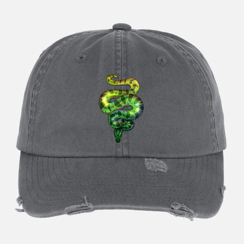 Néon Snake Green Casquette vintage effet usé Flexfit