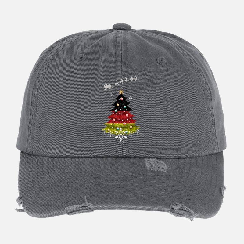Christmas tree with Germany flag Flexfit Vintage Destroyed Cap