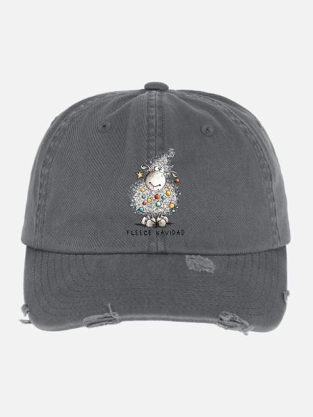 Fleece Navidad Weihnachtsschaf Cartoon Schaf - Flexfit Vintage Destroyed Cap - Dunkelgrau - Vorne