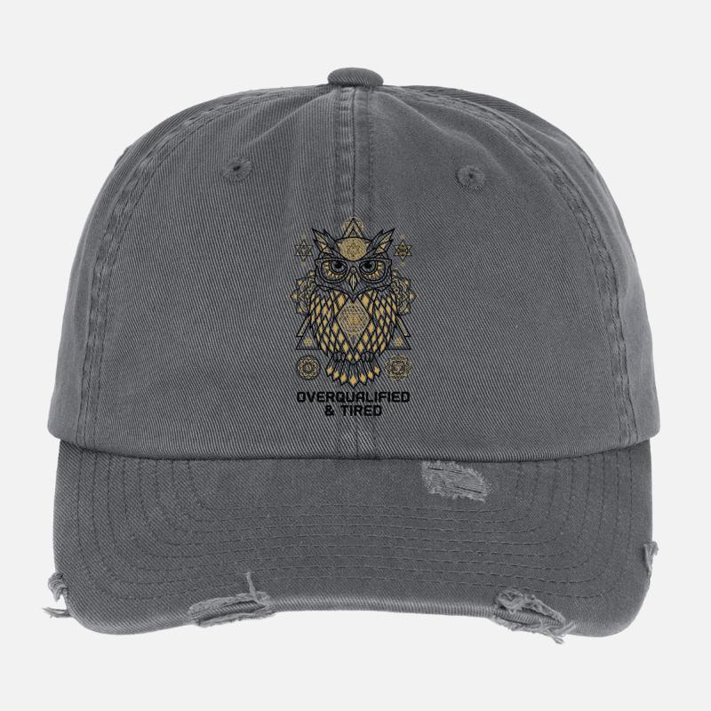 Overqualified Eule Mandala Flexfit Vintage Destroyed Cap