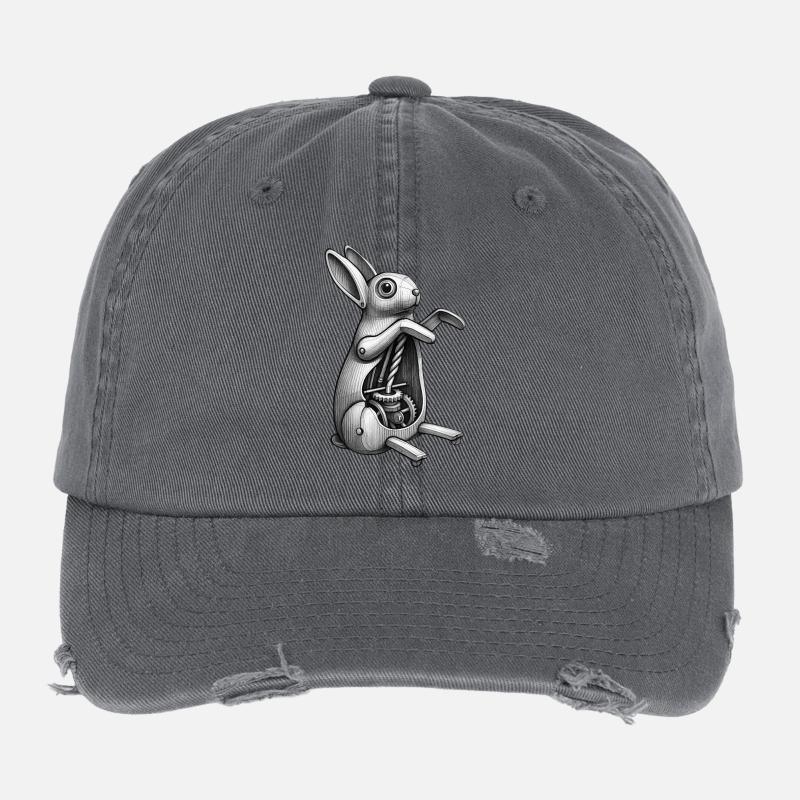 MECA RABBIT - black & white Casquette vintage effet usé Flexfit