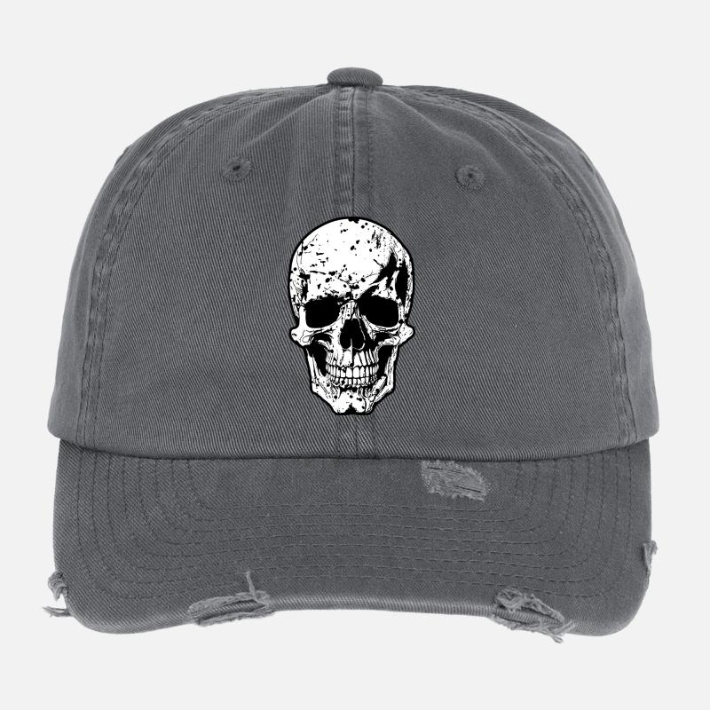 Skull Splatter Grunge Print Casquette vintage effet usé Flexfit