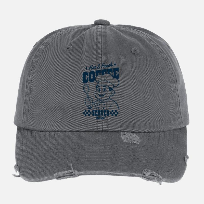 Coffee chef serves here Flexfit Vintage Destroyed Cap
