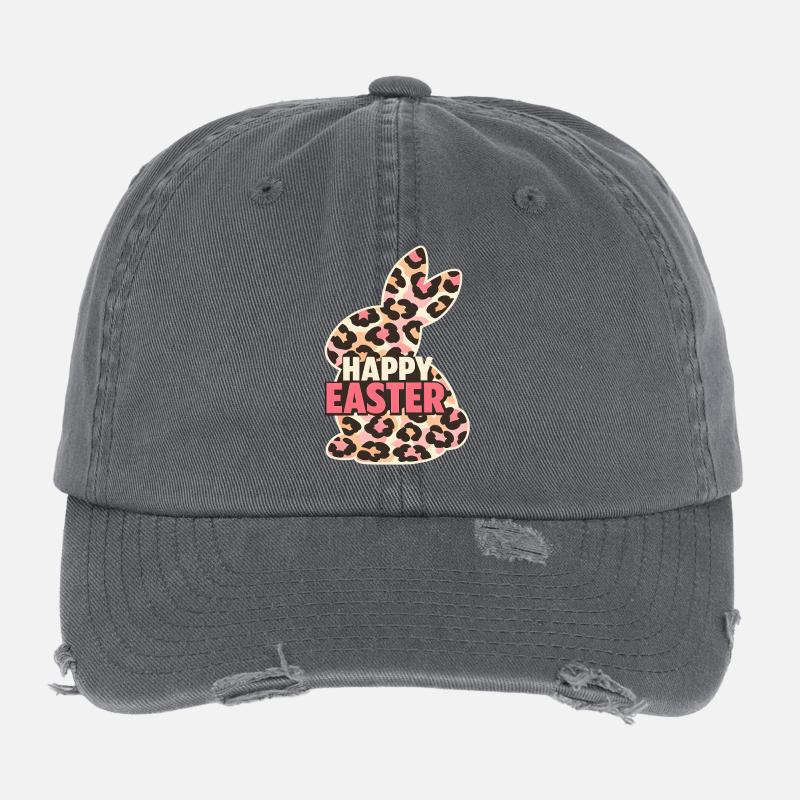 Frohe Ostern Osterhase Leopard Flexfit Vintage Destroyed Cap
