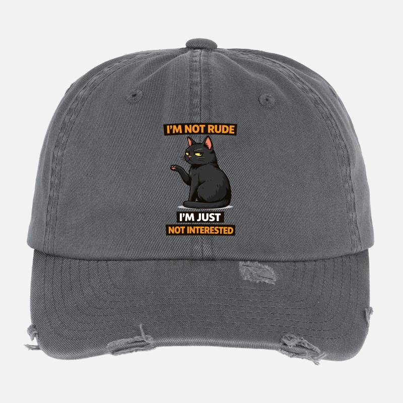 Not Interested Cat Attitude Flexfit Vintage Destroyed Cap