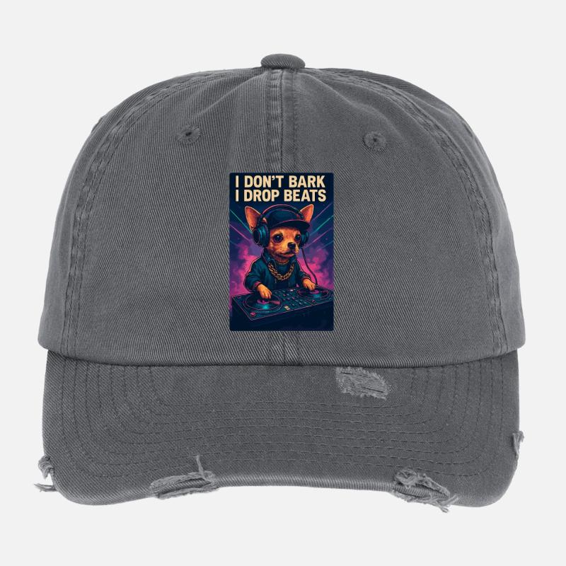 Chihuahua DJ: I Don't Bark I Drop Beats Flexfit Vintage Destroyed Cap