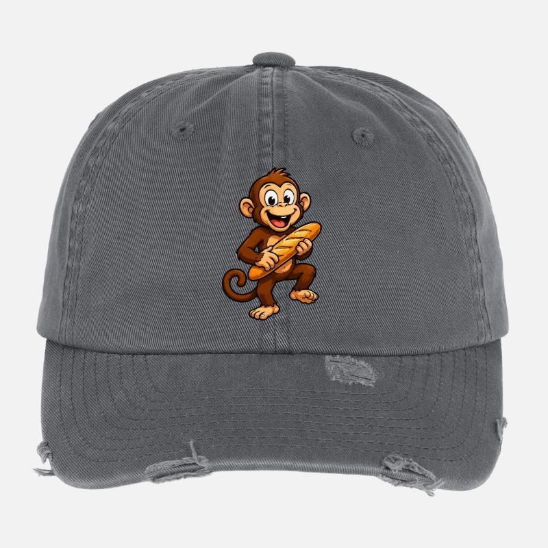 Dessin animé du singe à la baguette Casquette vintage effet usé Flexfit