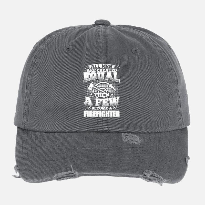 Funny Firefighter Shirt All Men Equal Flexfit Vintage Destroyed Cap