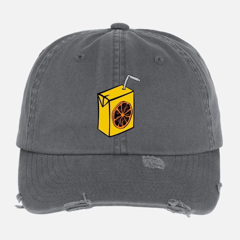 juice box cardboard one-way straw orange drinks Flexfit Vintage Destroyed Cap