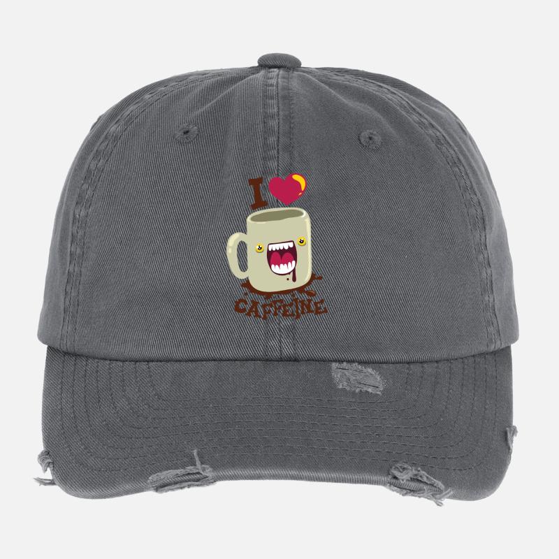 Coffee pot loves caffeine Flexfit Vintage Destroyed Cap