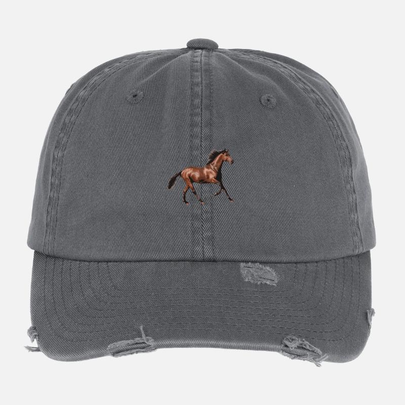 cheval brun Casquette vintage effet usé Flexfit