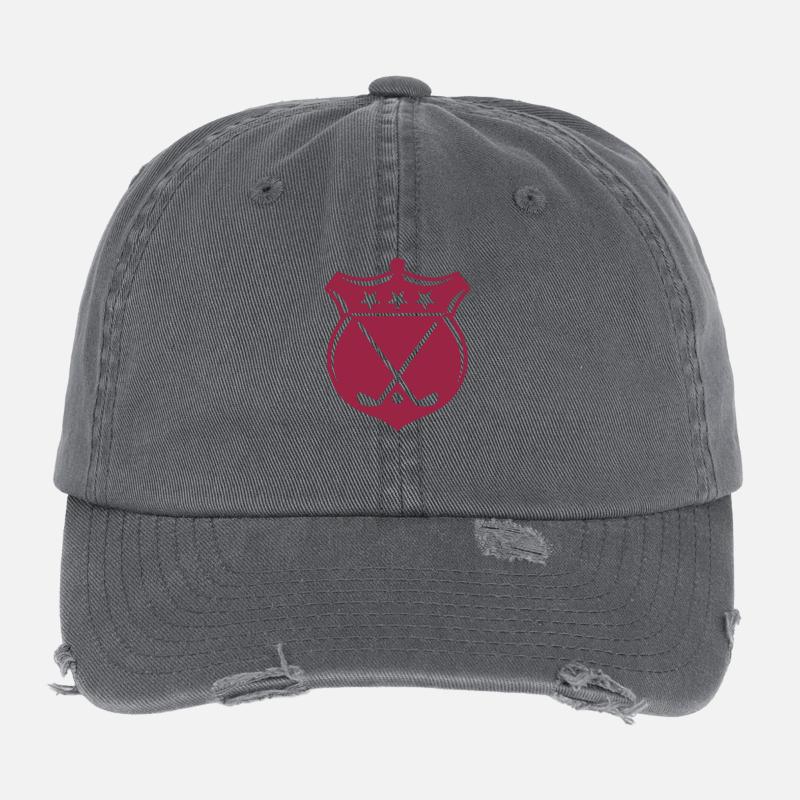 Golf Wappen / Emblem - Flexfit Vintage Destroyed Cap - Dunkelgrau