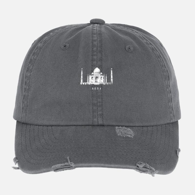 Taj Mahal Agra Inde Vintage Skyline Amour Inde Casquette vintage effet usé Flexfit