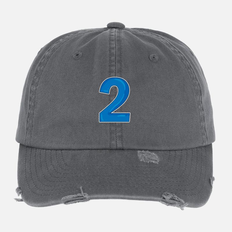 Zwei - 2 - Nummer Zahl Flexfit Vintage Destroyed Cap