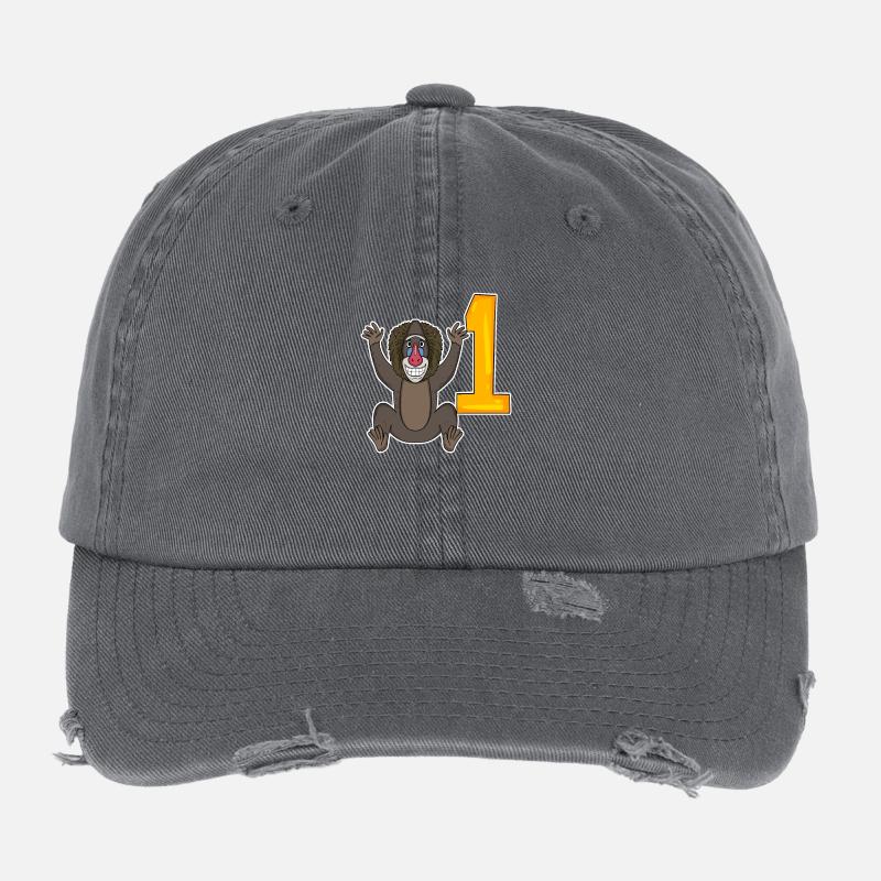 Zahl 1 Nummer Eins - Affe Motiv Flexfit Vintage Destroyed Cap
