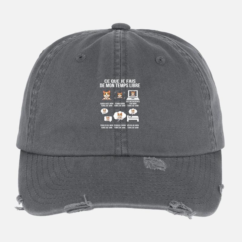 Ce que je fais de mon temps libre Chat Turc de Van Casquette vintage effet usé Flexfit