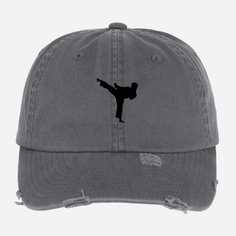High kick to the left Flexfit Vintage Destroyed Cap