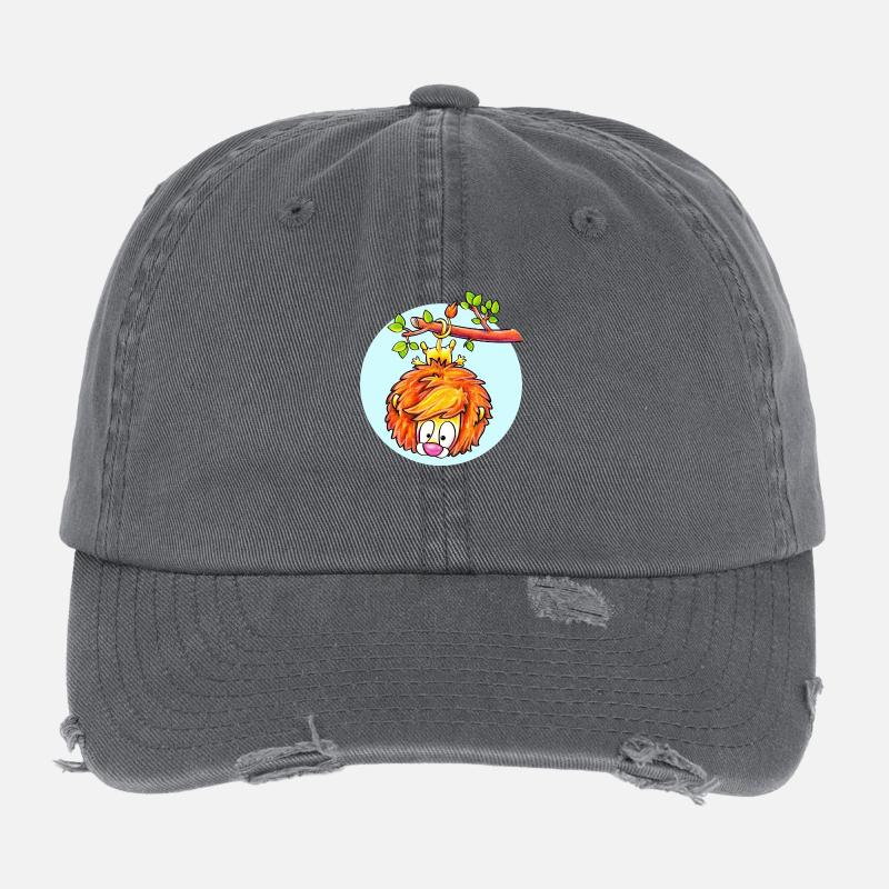 hanging lion with sky - Flexfit Vintage Destroyed Cap - Dunkelgrau