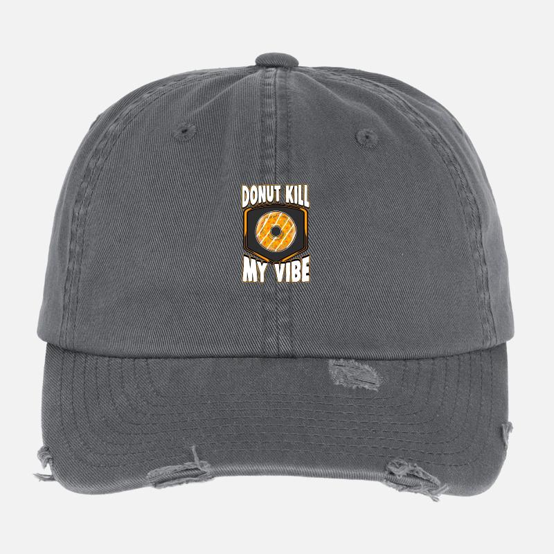 Cooles Donut Shirt 'Donut kill my vibe' Flexfit Vintage Destroyed Cap