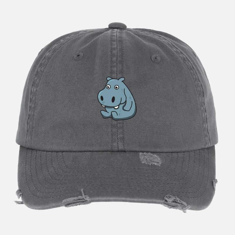 Nilpferd Geschenk Hippo Tier comic niedlich Kind Flexfit Vintage Destroyed Cap