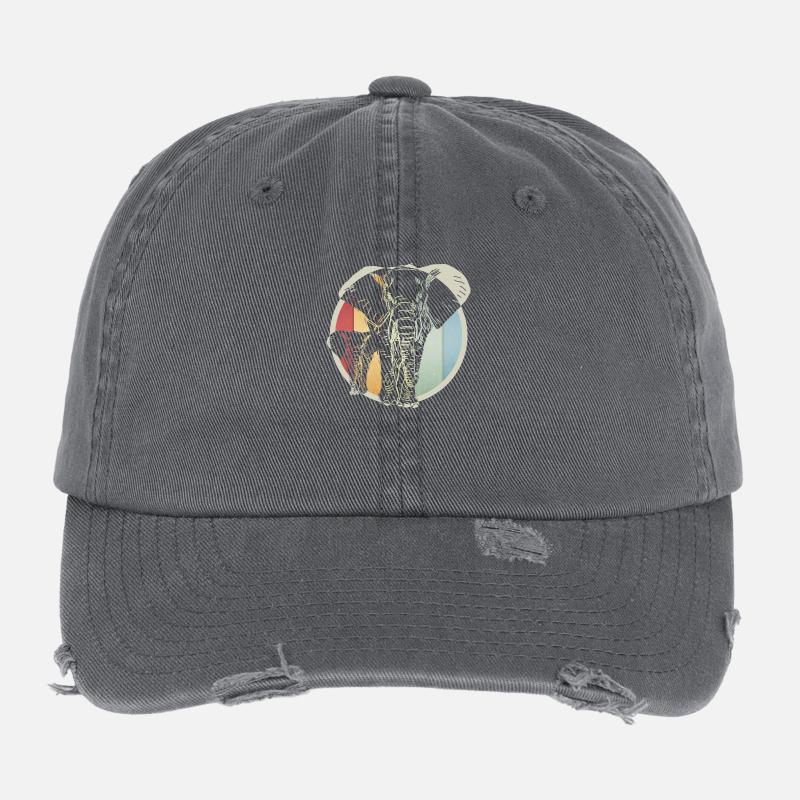 Bunter retro Elefant Flexfit Vintage Destroyed Cap