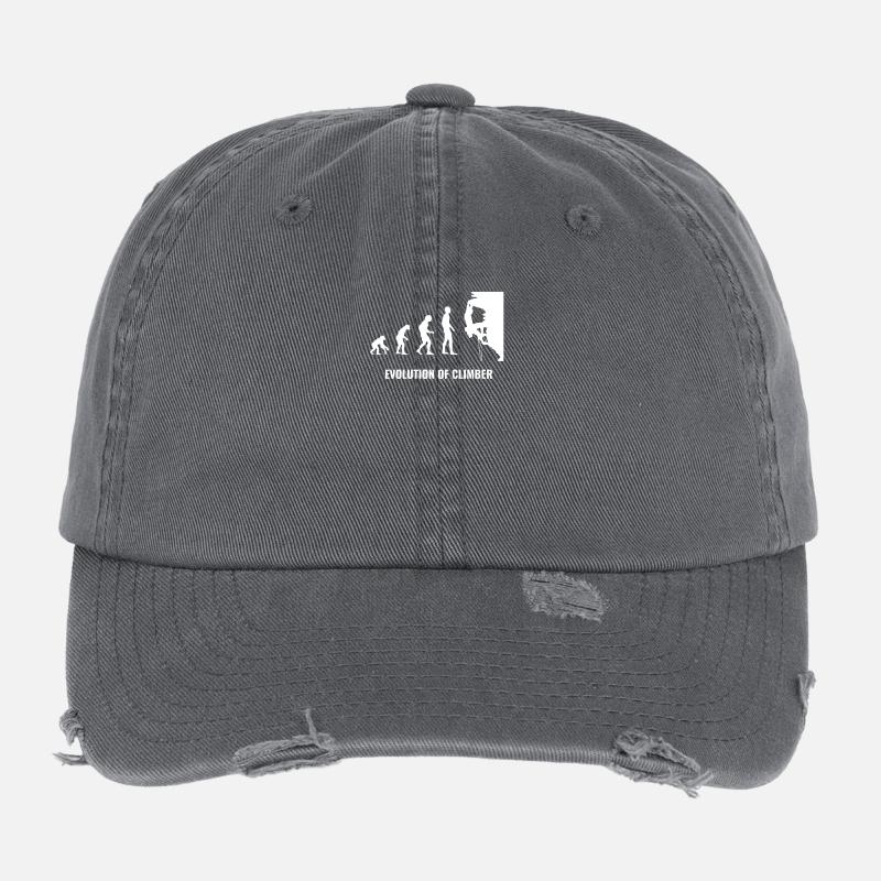 Climbing sport rock mountain nature evolution white Flexfit Vintage Destroyed Cap