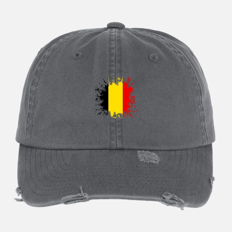 Belgien Flagge Farbspritzer Flexfit Vintage Destroyed Cap