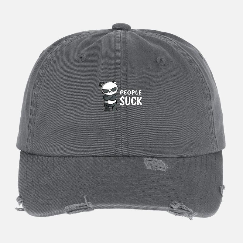 People Suck - Panda Flexfit Vintage Destroyed Cap