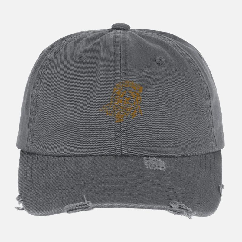 Dessin lion Casquette vintage effet usé Flexfit