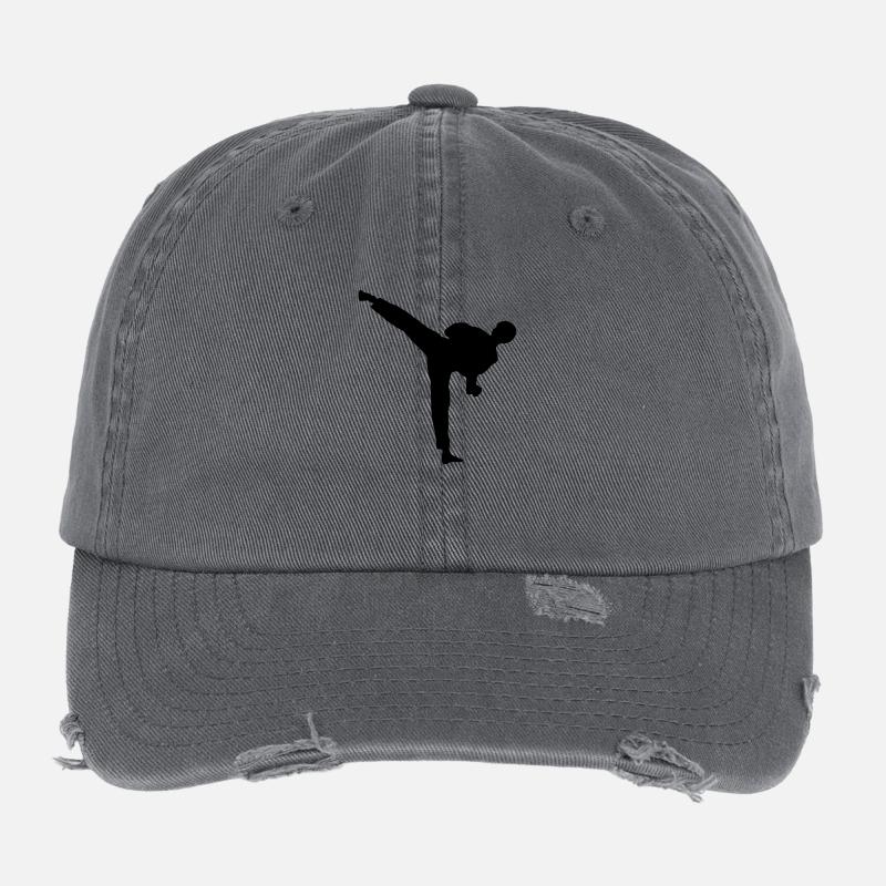taekwondo high kick kick fight Flexfit Vintage Destroyed Cap
