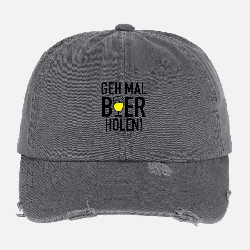 Geh mal Bier holen - weiß Flexfit Vintage Destroyed Cap