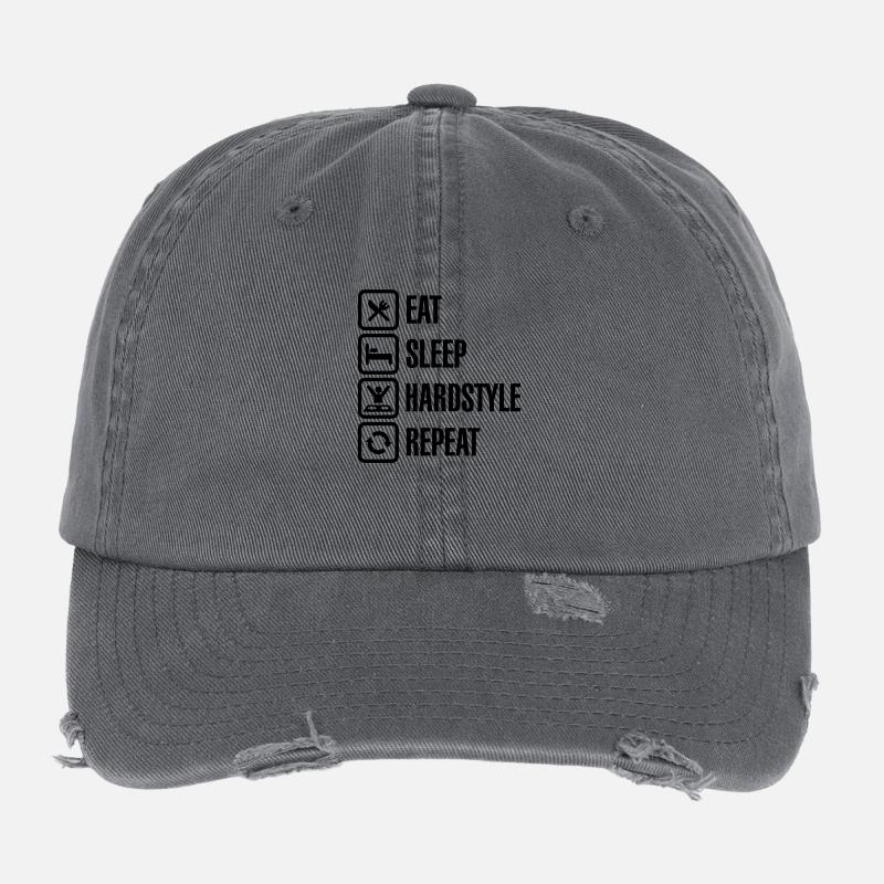 Eat Sleep hardstyle Repeat Flexfit Vintage Destroyed Cap