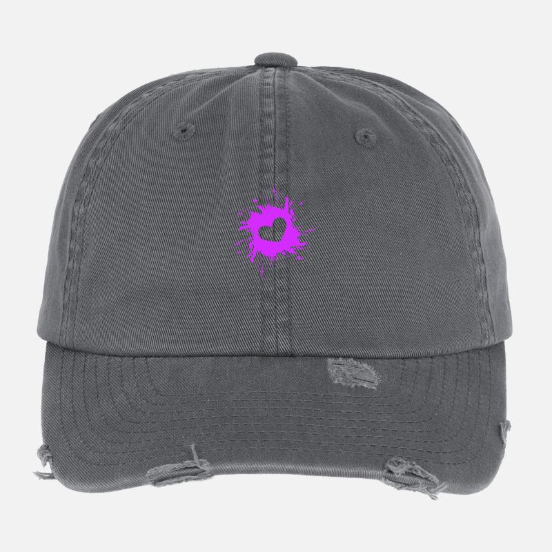 Coeur tache d'encre violet Casquette vintage effet usé Flexfit