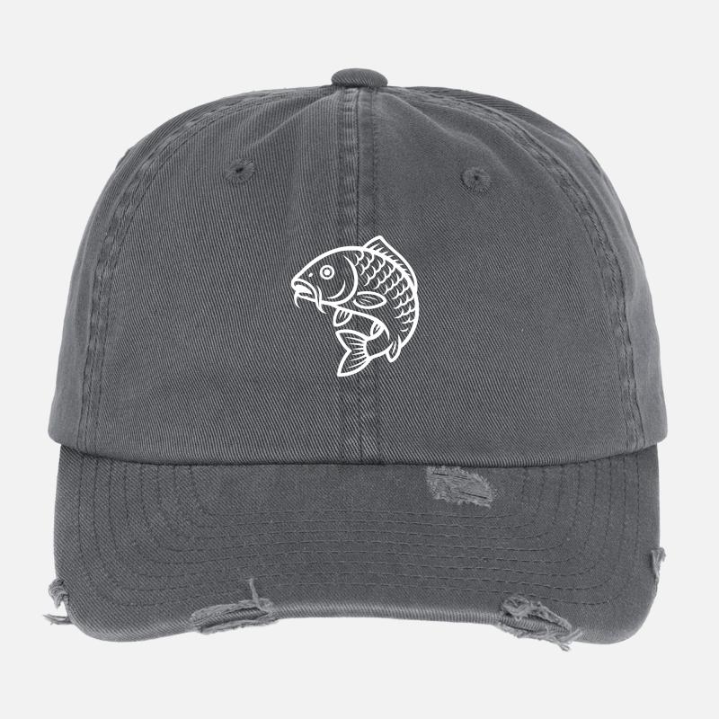 Poisson carpe Casquette vintage effet usé Flexfit