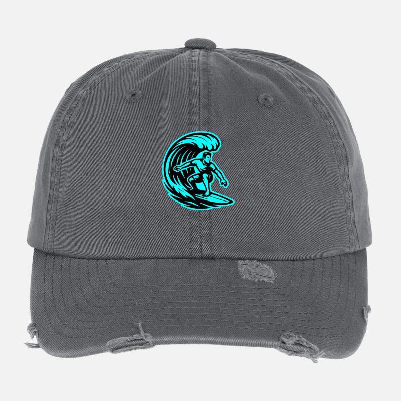 Surfer Wave Surfing Flexfit Vintage Destroyed Cap