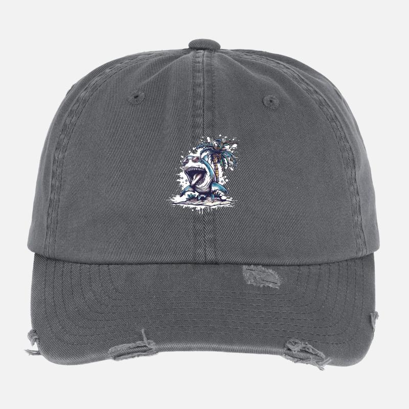 Shark Island Palm Tree Flexfit Vintage Destroyed Cap
