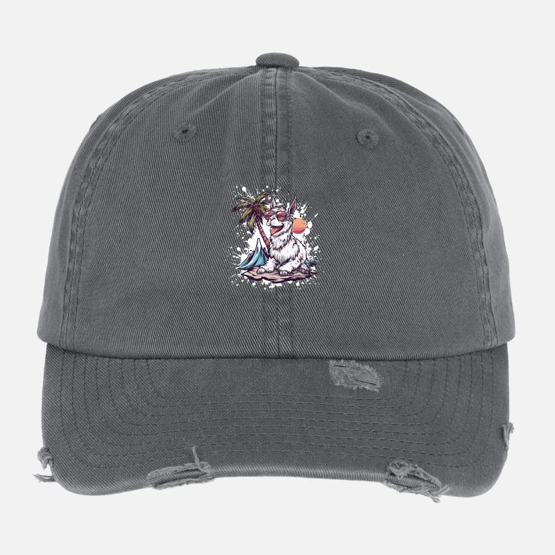 Alpaka Llama Sommer Urlaub Flexfit Vintage Destroyed Cap