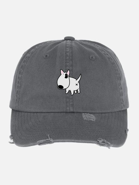 bully_illu_backside_3c - Flexfit Vintage Destroyed Cap - Dunkelgrau - Vorne