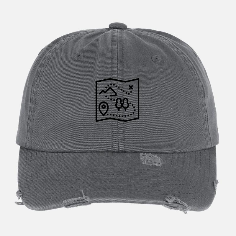 Karte Schatz Geschenk Camping Abenteuer Flexfit Vintage Destroyed Cap