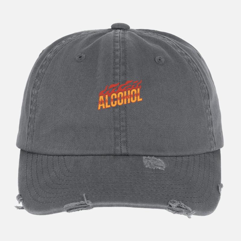Alcohol - Cool Drinking Logo Flexfit Vintage Destroyed Cap