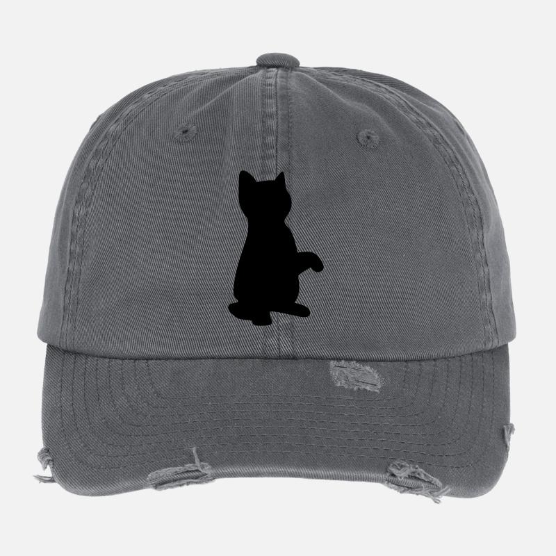 cat kitten Flexfit Vintage Destroyed Cap