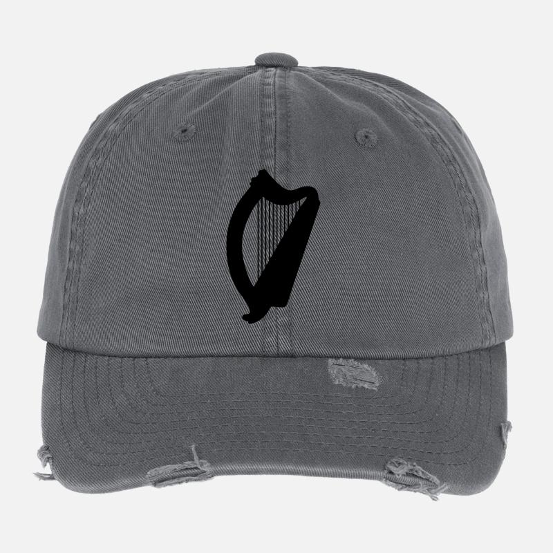 celtic harp symbol irish ireland Flexfit Vintage Destroyed Cap