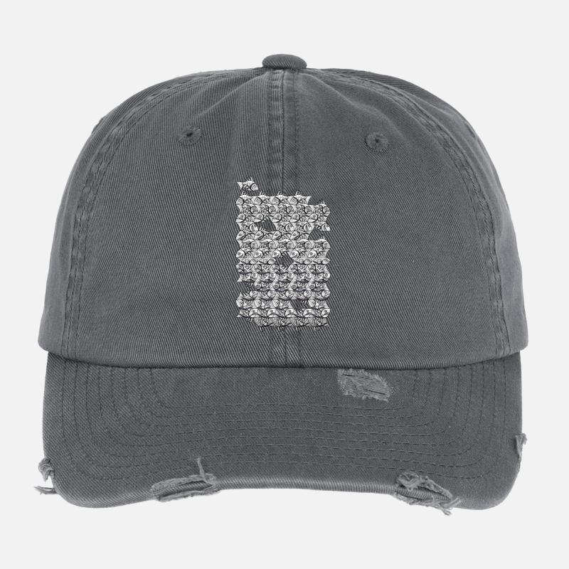Poisson monochrome répété Casquette vintage effet usé Flexfit