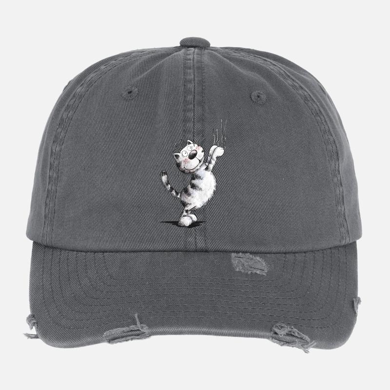 Funny cat scratches Flexfit Vintage Destroyed Cap
