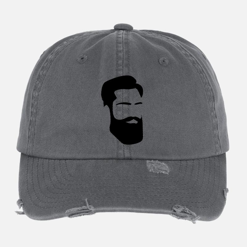 Hipster Vollbart beard bart Mann Männer Flexfit Vintage Destroyed Cap