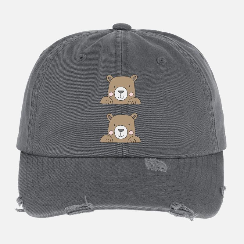 Ours dans un sac double Casquette vintage effet usé Flexfit
