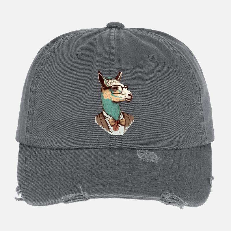 Lama nerd avec lunettes et costume Casquette vintage effet usé Flexfit